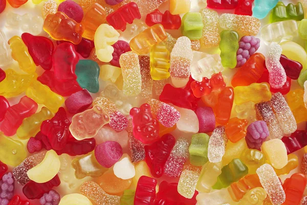 Background Various Jellies Chewing Candy Top View — Stock Photo, Image