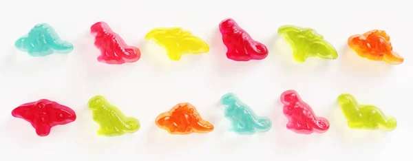 Jelly Candy Shape Dinosaur White Background Top View — Stock Photo, Image