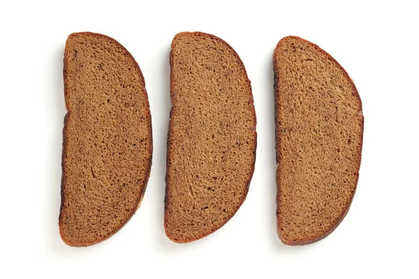 Potongan Roti Hitam Pada Latar Belakang Putih Tampilan Atas — Stok Foto