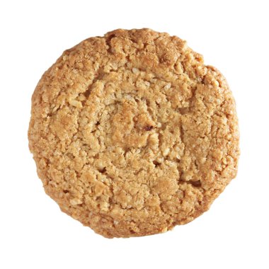 Beyaz arkaplanda yulaf kurabiyesi, üst görünüm