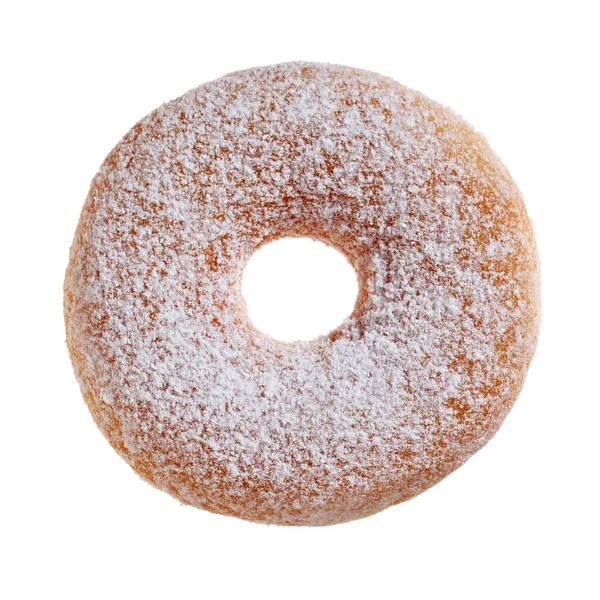 Classic Donut Powdered Sugar Isolated White Background Top View — Fotografia de Stock