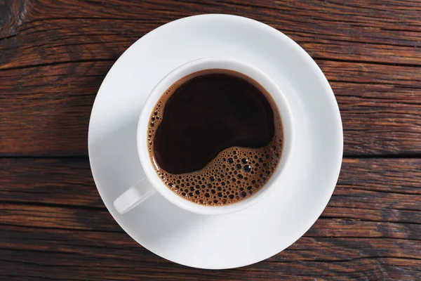 Чашка Кофе Деревянном Фоне Вид Сверху — стоковое фото