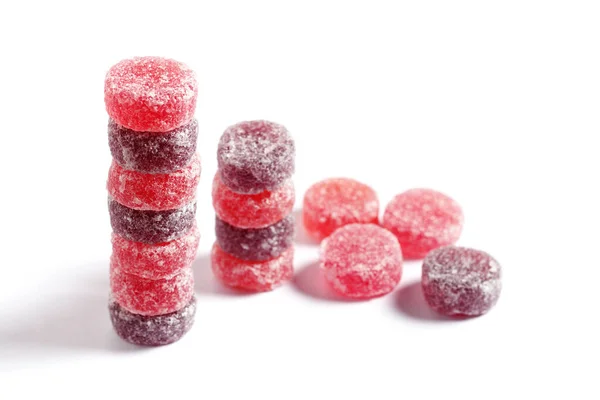 Stack Fruit Pastilles Sweets White Background Close — 스톡 사진