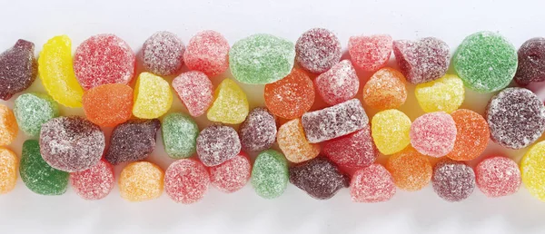 Fruit Flavored Pastilles Mix White Background Close Top View — Stockfoto