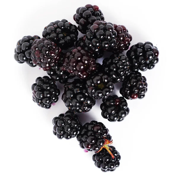 Sweet Fresh Blackberry White Background Top View — Stock Photo, Image