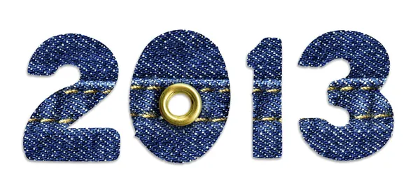 Новий 2013 - блакитні шрифти джинсів, ізольовані на білому тлі Стокове Зображення