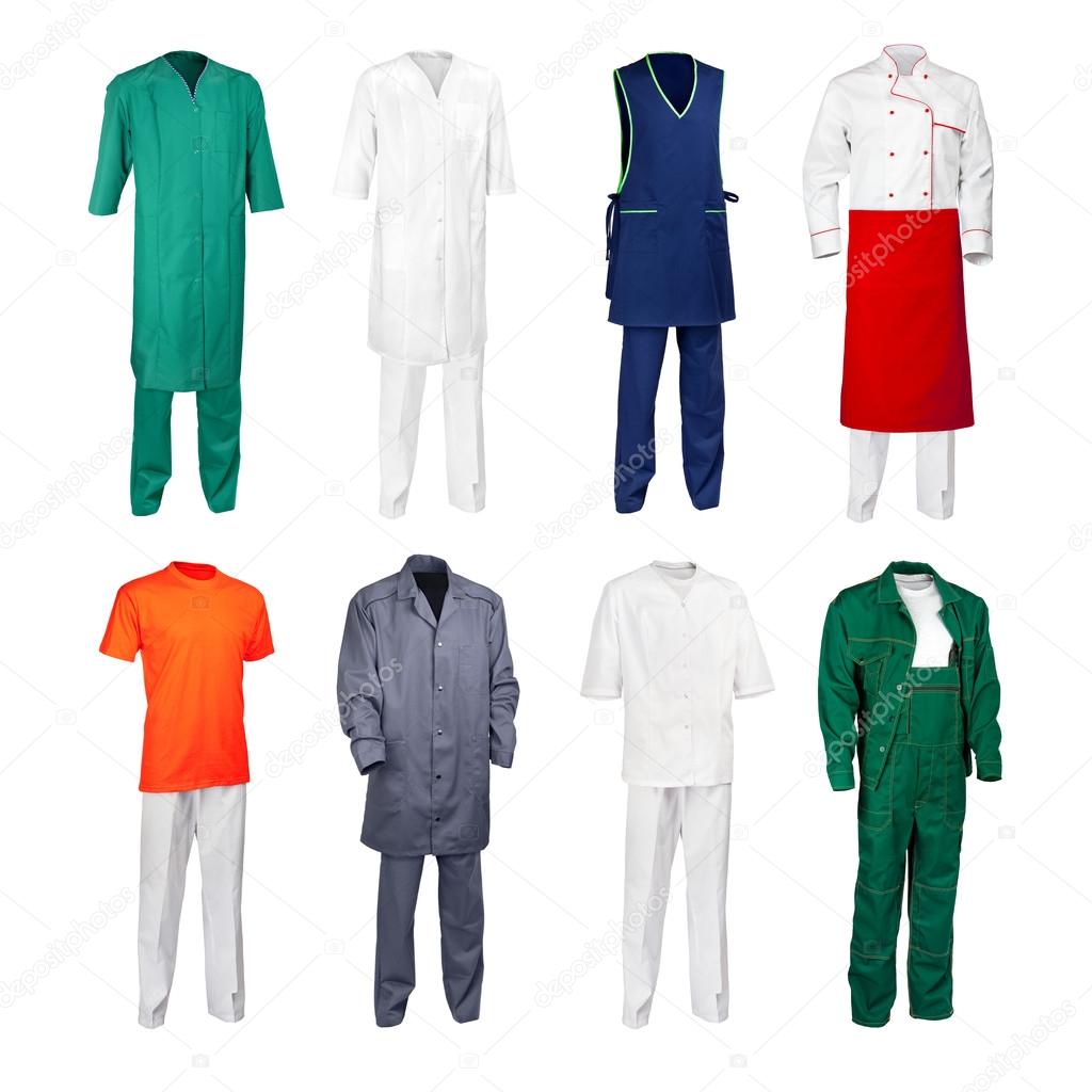 The set of various work clothes