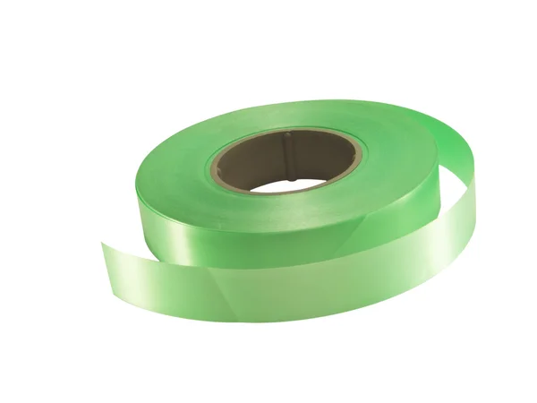 Roll green packaging ribbons. — Stock Photo, Image