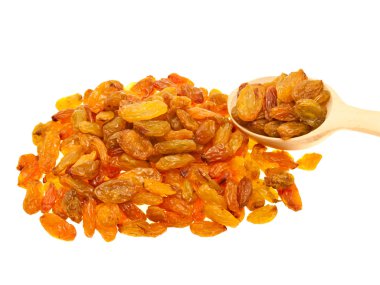 Kuru üzüm ve kaşık.