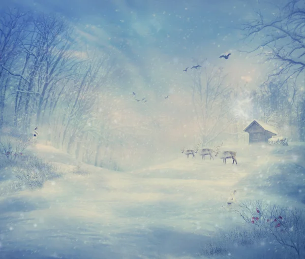 Winter design - Reindeer forest — Stock Photo, Image