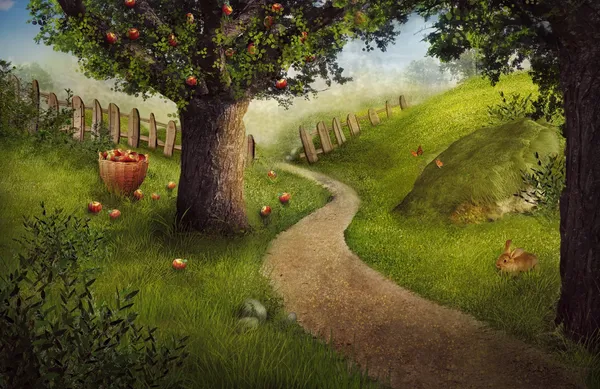 Nature design - apple orchard — Stock Photo, Image