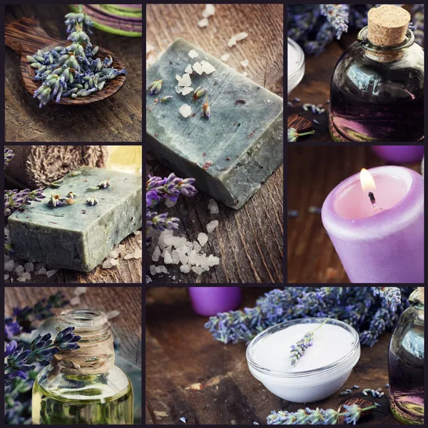 Lavender dayspa collage — Stock Photo, Image
