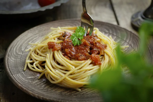 Pasta con salsa di pomodoro — Foto Stock