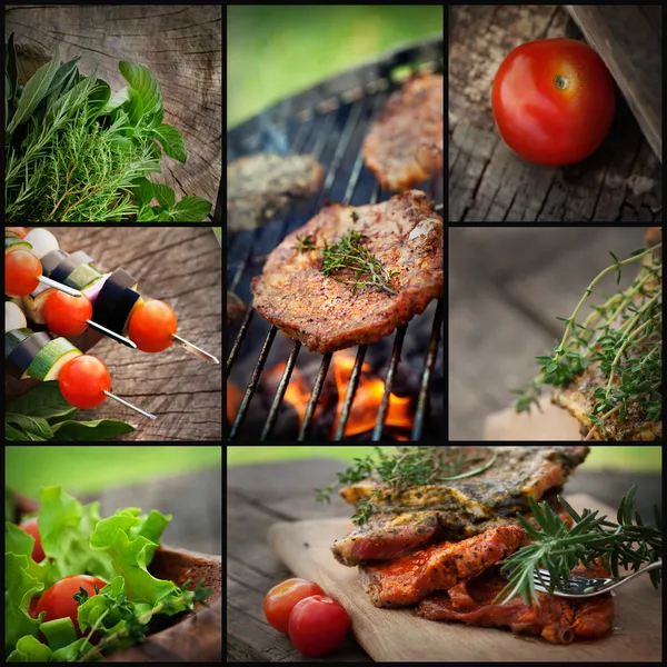 Barbecue BBQ-collage — Stockfoto