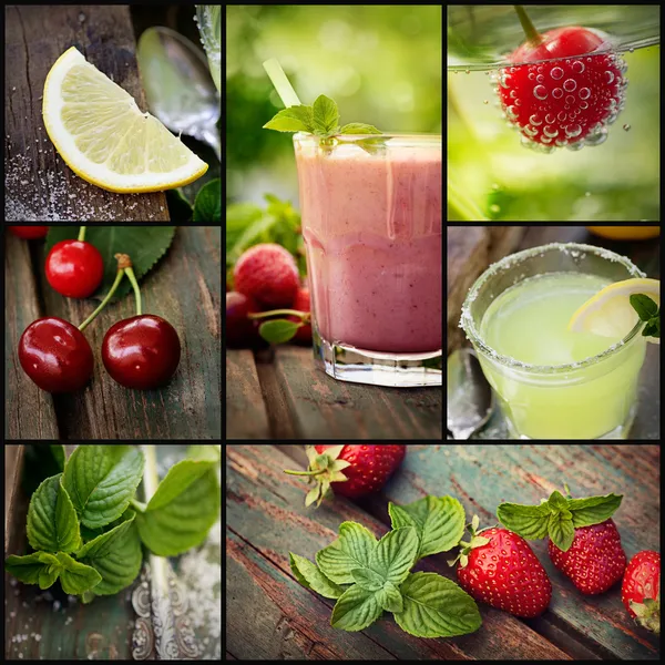 Коллаж фруктовых напитков — стоковое фото