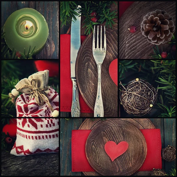 Weihnachtsessen-Collage — Stockfoto