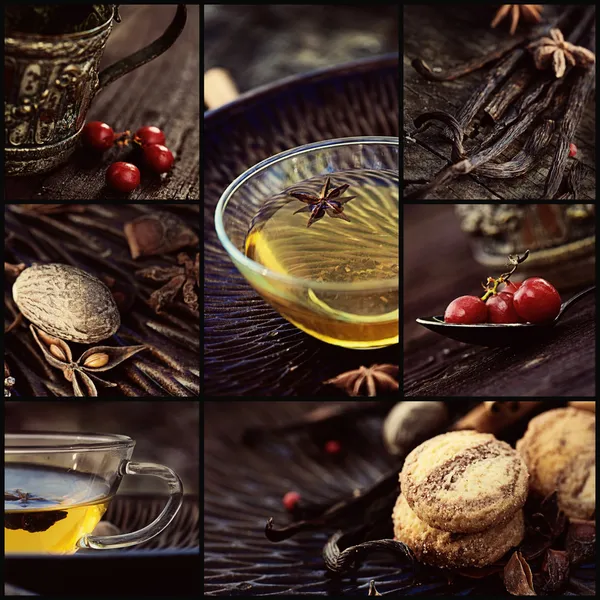 Winter thee collage — Stockfoto