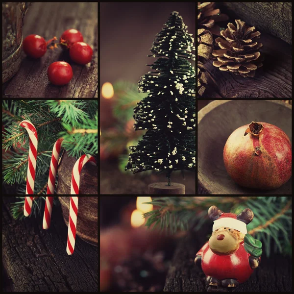 Kerst ornamenten collage — Stockfoto