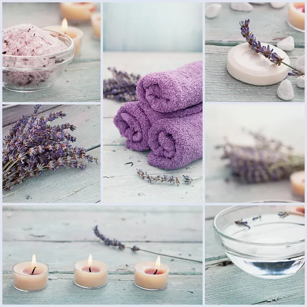 Lavendel Spa Collage — Stockfoto