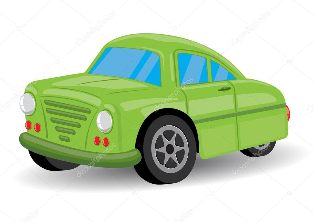 Green Retro  Vintage Car Cartoon - Vector Illustration