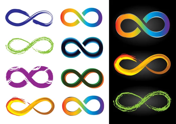 Eight Different Infinity Symbols - Vector Illustrations — Stock Vector