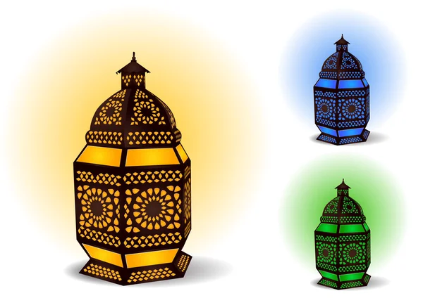 Lampu Islam untuk Perayaan Idul Fitri Ramadhan - Vector Illustratio - Stok Vektor