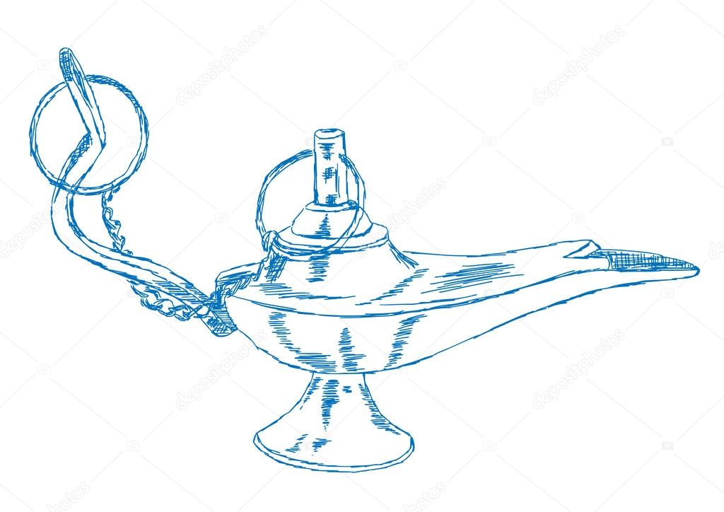 Hand Drawn Aladdin's Lamp - Vector Illustration