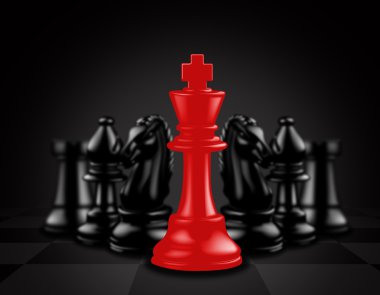 Kızıl Kral öne karşı siyah satranç parçaları