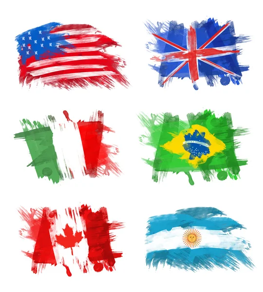 Flags - Amerika, Engeland, Italië, Brazilië, canada en Argentinië — Stockfoto