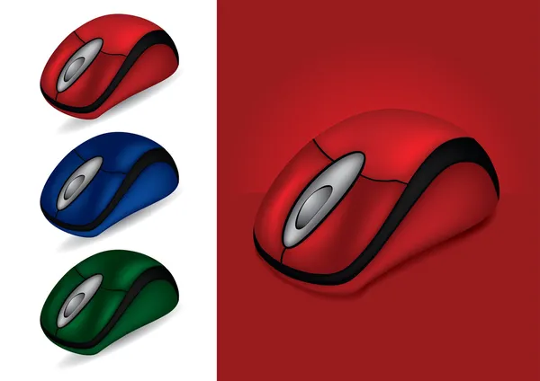 Myszy komputerowe w różnych kolorach - ilustracja wektorowa — Wektor stockowy