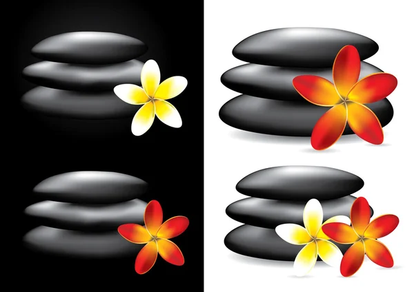 Spa hot stones and flower, zen concept - vector illustration — Stock Vector