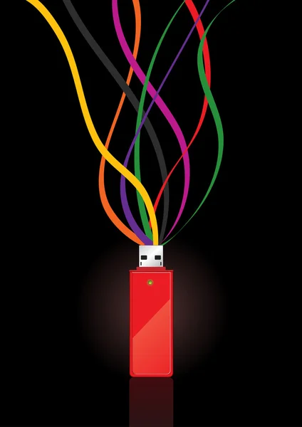 USB disk s konceptem, přenos dat - vektorové ilustrace — Stockový vektor