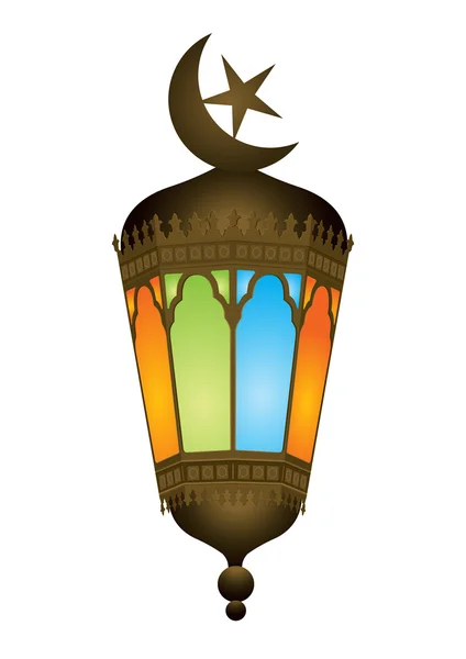 Lampe arabe ancienne avec croissant de lune - illustration vectorielle — Image vectorielle