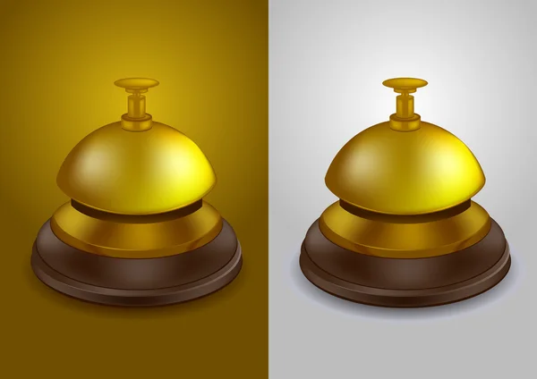 Campana de llamada de color dorado - ilustración vectorial — Vector de stock