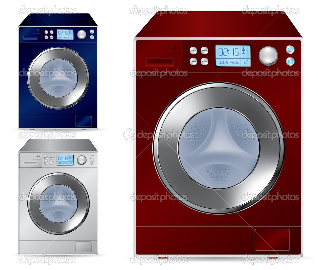 Fully automatic front loading washing machine - vector illustrat