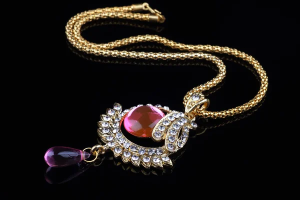 Colar de jóias indiano Closeup — Fotografia de Stock