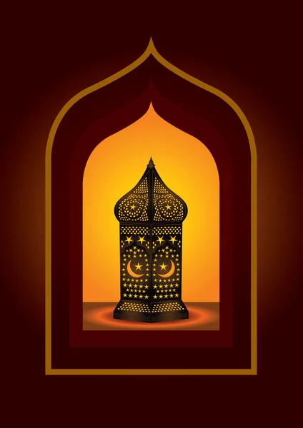 Linterna árabe intrincada para celebración de eid o ramadán — Vector de stock