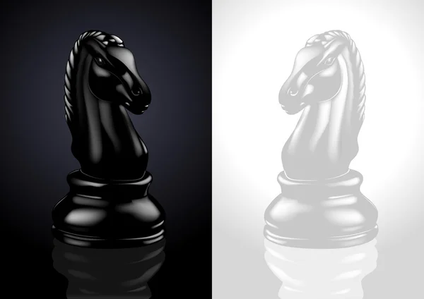 Szachy czarno-biały rycerz kawałek - ilustracja wektorowa — Wektor stockowy
