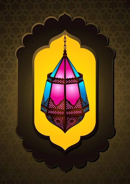 Vackra islamiska lampa i arch - vektor illustration — Stock vektor