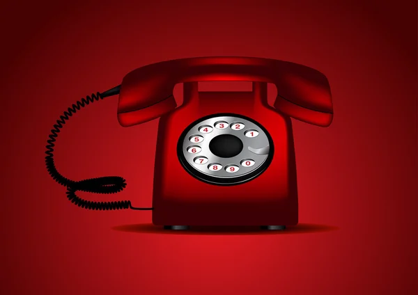 Vermelho retro telefone Vector Ilustração —  Vetores de Stock