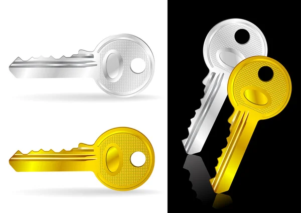 Golden and Silver Key - Vector Illustration — Stock Vector