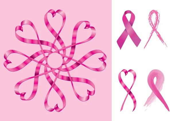 Cintas de apoyo para el cáncer de mama - Vector — Archivo Imágenes Vectoriales