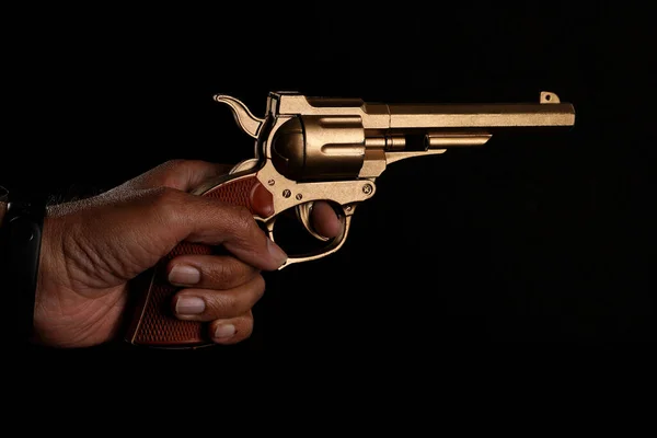 Silah Tabancası Bir Elde Silah Olay Yeri Öldürme Konsepti — Stok fotoğraf