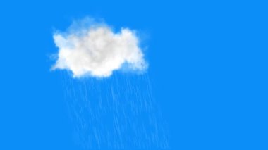 A single cloud with rain on Blue background