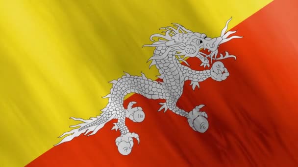 Animated Bhutan Flag Waving Wind — Stockvideo