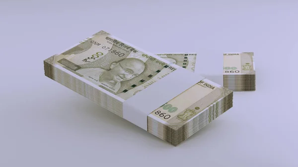 インドルピー500通貨ノートバンドル 3Dイラスト — ストック写真