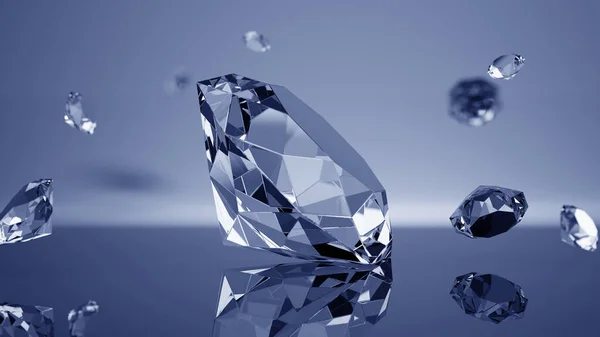 Hermosa Caída Diamantes Ilustración Render — Foto de Stock