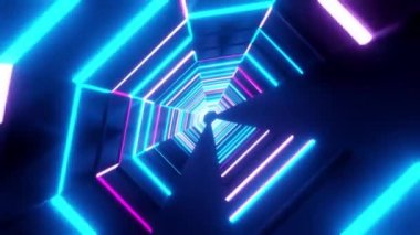 Bilim kurgu senaryosundaki parlak ışık tüplerinin soyut animasyonu