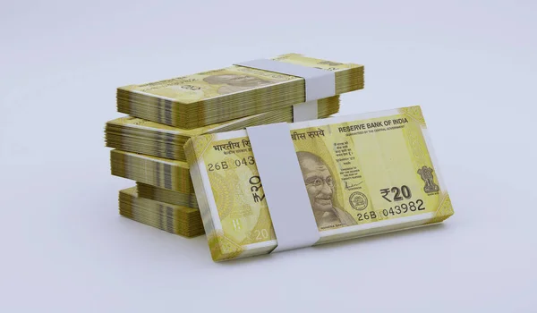 Pakiety Banknotów Indyjskich Inr Ilustracja — Zdjęcie stockowe