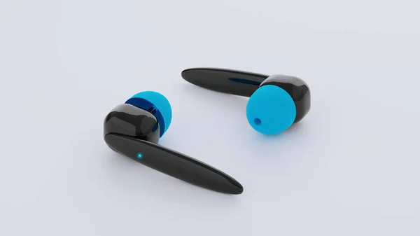 Drahtlose Technologie Bluetooth Ohrhörer Auf Weißem Hintergrund Illustration — Stockfoto